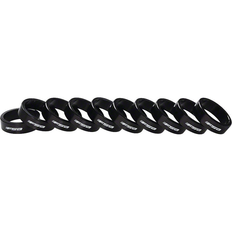 Full Speed Ahead Bag of 10 1-1/8″x10mm Headset Spacers Black Alloy with Logo