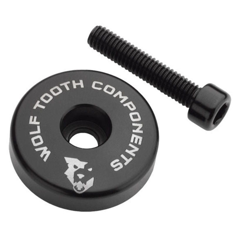 Wolf Tooth Ultralight Stem Cap with Integrated 5mm Spacer – Black
