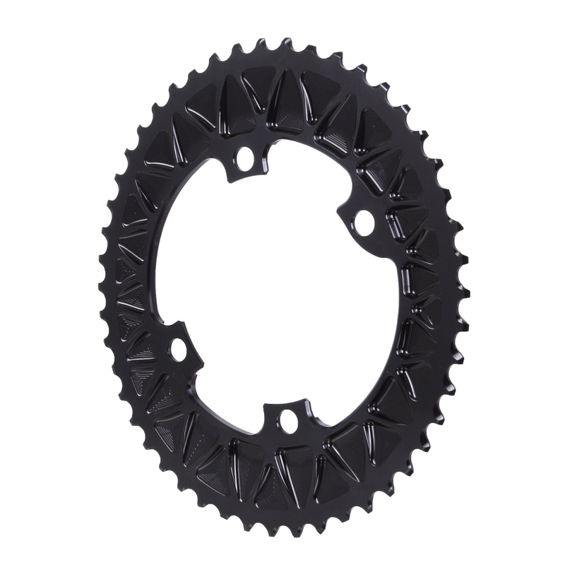 absoluteBLACK Premium Sub-Compact Oval 110 BCD Road Outer Chainring – 48t 110 Shimano Asymmetric BCD 4-Bolt BLK