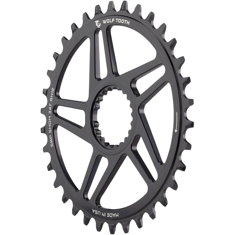 Wolf Tooth Direct Mount Chainring – 34t Shimano Direct Mount For Super Boost+ Cranks Requires 12-Speed Hyperglide+ Chain BLK