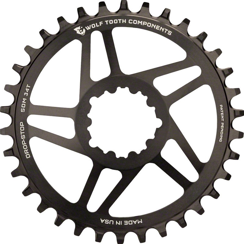 Wolf Tooth Direct Mount Chainring – 34t SRAM Direct Mount Drop-Stop A For SRAM 3-Bolt Cranksets 6mm Offset BLK