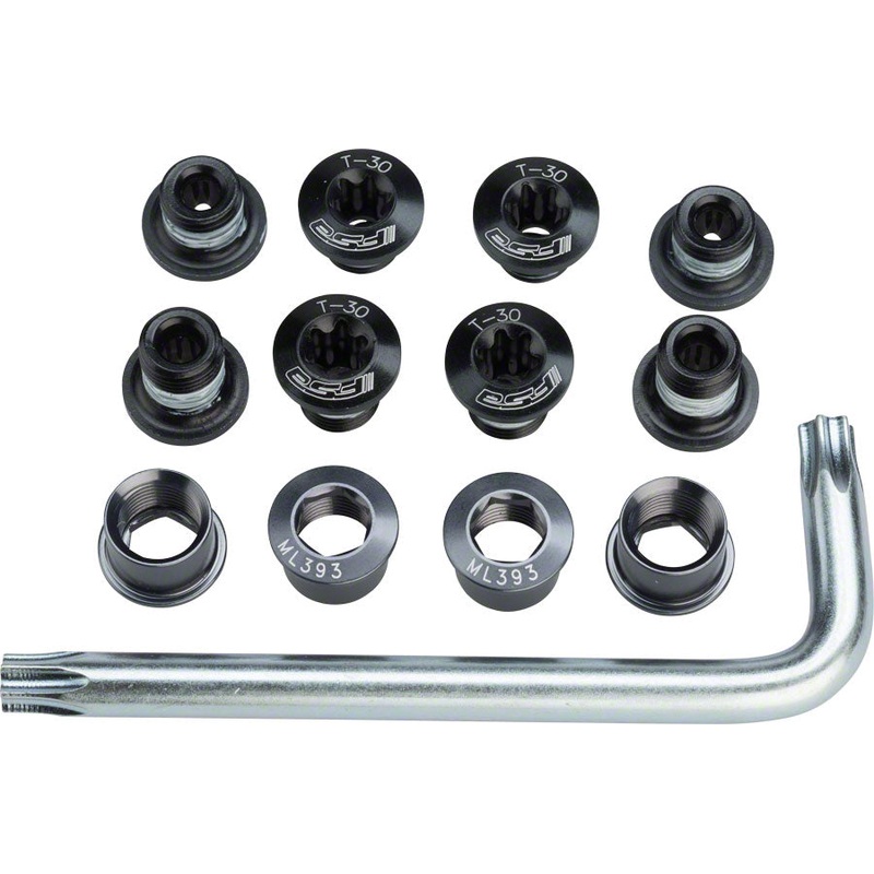 Full Speed Ahead Torx T-30 Alloy Road Triple Chainring Nut/Bolt Set wiith tool BLK