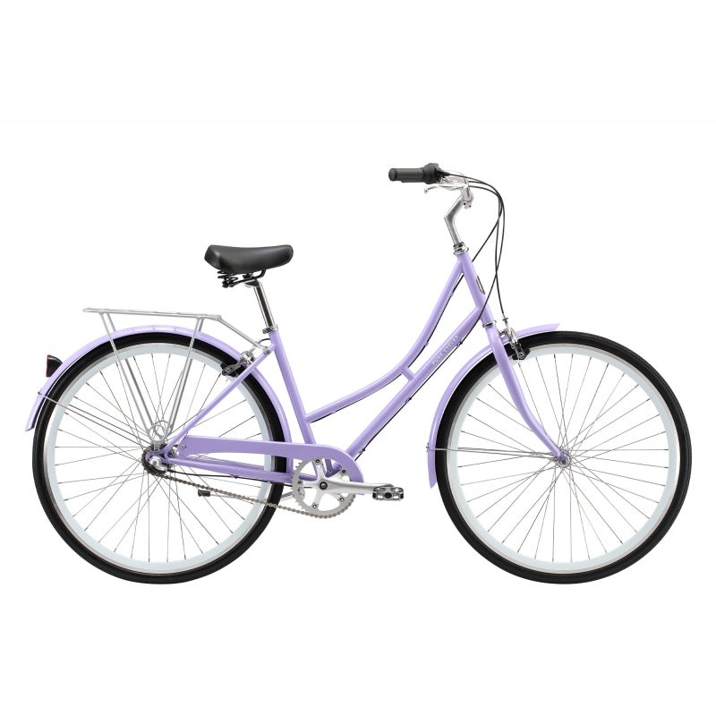Pure cycles City Step-Through 3-Speed Step-Thru 45cm Rhodes – Lavender Purple 700c White 3 Speed Rim Brake