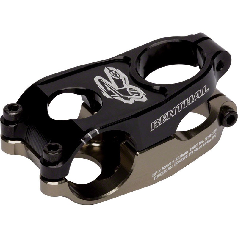 Renthal Duo Stem – 50mm 31.8 Clamp +/-10 1 1/8″ Aluminum Black/Gold