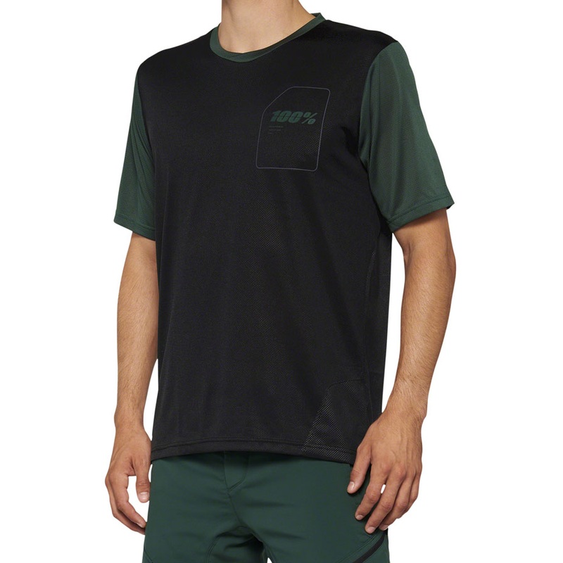 100% Ridecamp Jersey – Black/Green Short Sleeve Mens Small