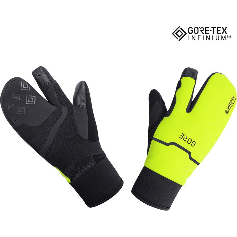 Gorewear Gore Tex Windstopper Infinium Thermo Split Gloves – BLK/Neon YLW Lobster Style Small