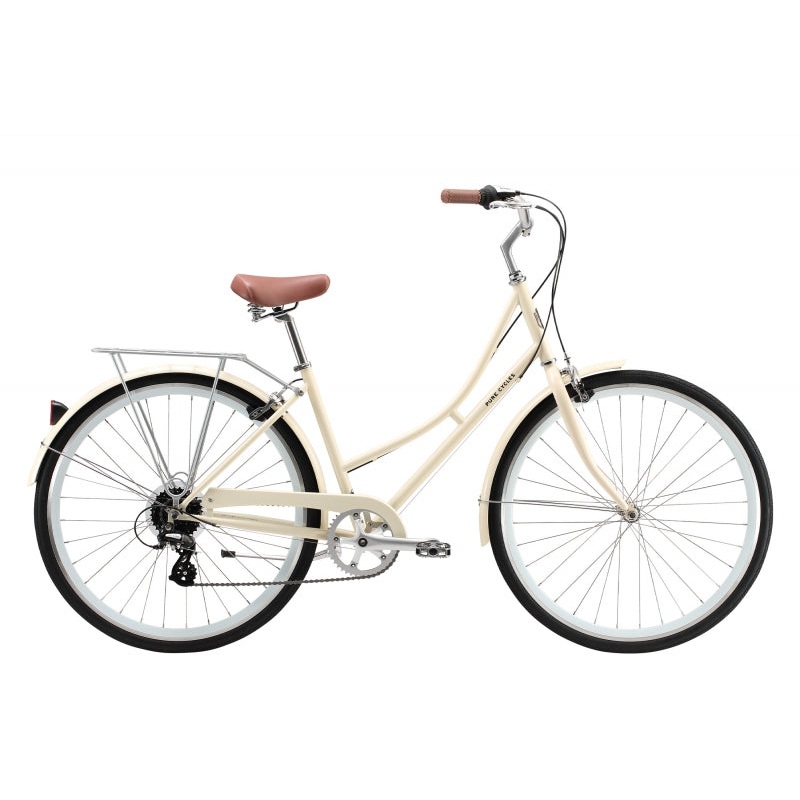 Pure cycles City Step-Through 8 Speed Step-Thru 45cm Cream 700c White 8 Speed Rim Brake