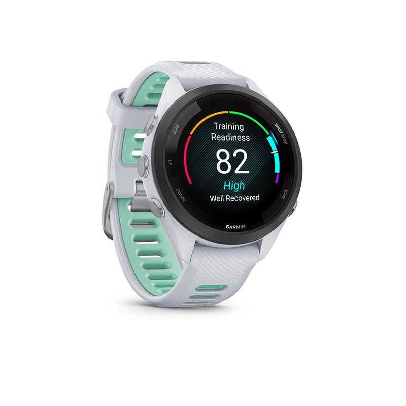 Garmin Forerunner 265S Music Watch Watch Color: Whitestone Wristband: Whitestone/Neo Tropic – Silicone